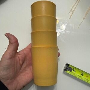 Vintage Tupperware Mustard Yellow Tumblers Cups | Set of 4 | Retro‎ Kitchen